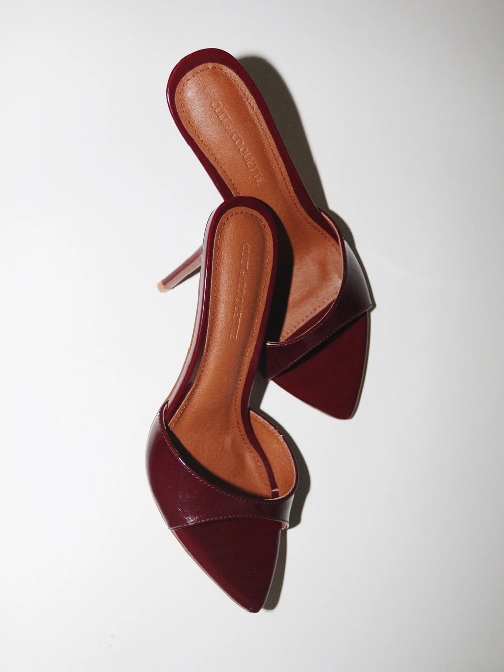 GIA WINE PATENT LEATHER VEGAN MULES 80 MM